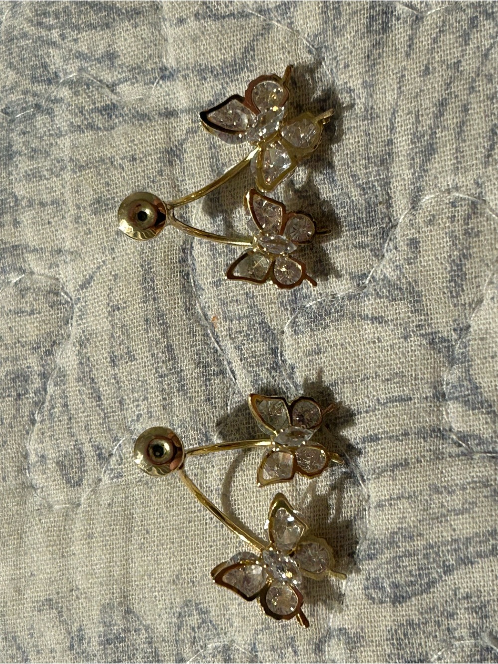 Gold Butterfly Crystal Ear Climbers - Women Jewelry